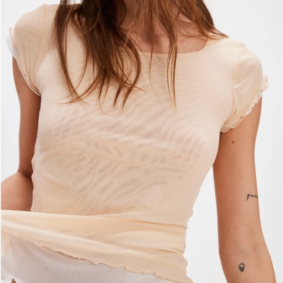 Free people intimately Beige Short Sleeve Tee NWOT - Picture 2 of 8